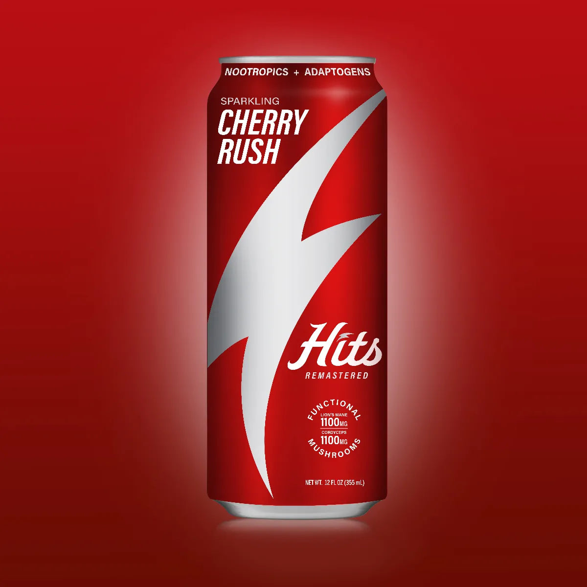 cherry rush product can with red background