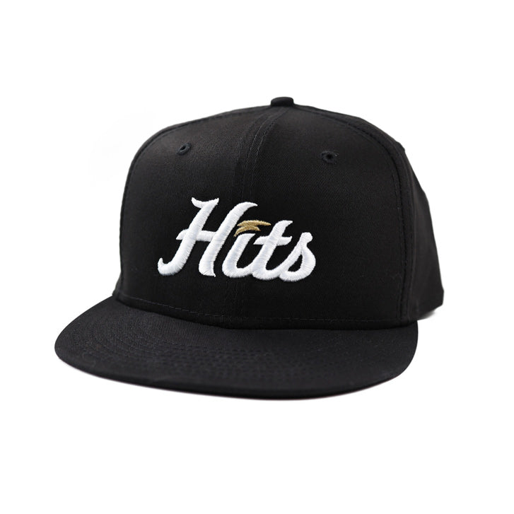 black hat with white Hits logo on white background